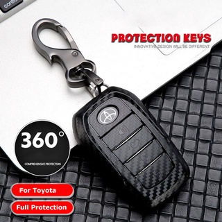 2/3/4/5/6 buttons TOYOTA YARIS fortuner vios 2020 2021 Carbon Fiber ABS Matte Car Key Case Cover key holder keychain pouch for Toyota Hilux Rogue Revo Innova Fortuner Harrier Camry Vellfire Alphard(MS-Black) car parts
