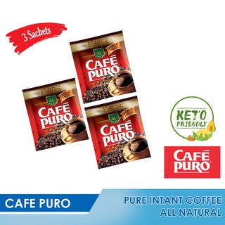 3 SACHET Cafe Puro Instant Coffee for Keto or Low Carb Diet