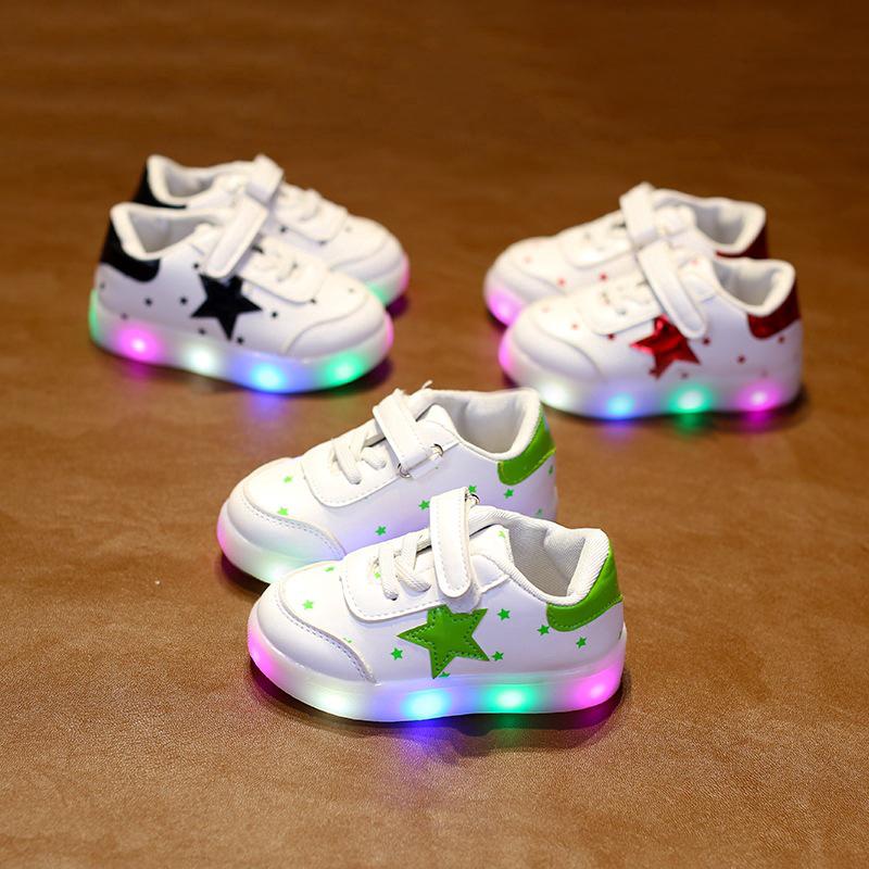 Boys Casual Kids Shoes PU Material Colorful LED Lights