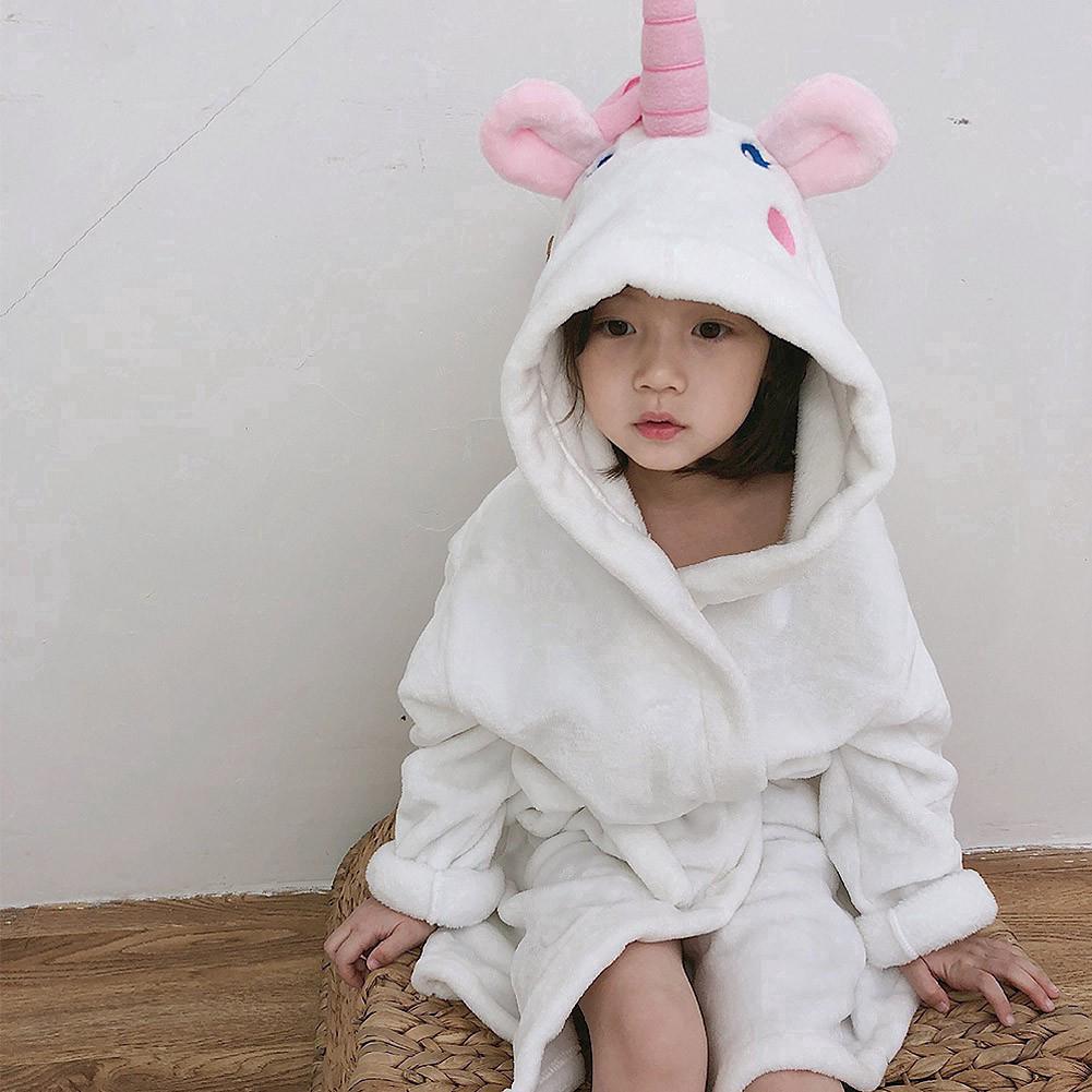 Winter Cartoon Unicorn Baby Soft Flannel Bathrobes For Girls (3)