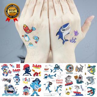 5pcs Shark Temporary Tattoos For Kids Cartoon Sharks Body Stickers Tattoo Sticker Birthday Gift (1)