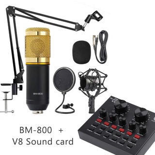 MORUI BM-800 Condenser Microphone Kit With V8 Multifunctional Live Sound Card