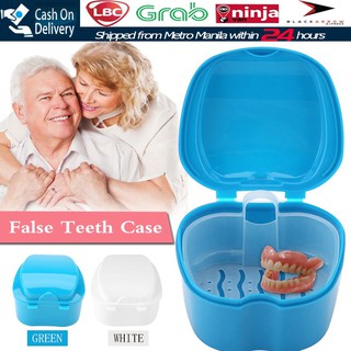 Denture Box With Net Denture Bath Box Case Dental Storage Teeth Case Denture Storage Case