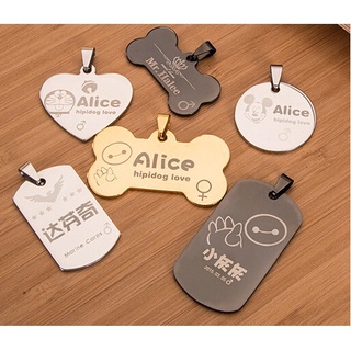 【Stock】 Tian_Stainless Steel Dog Tag Pet Footprint Dog Tag