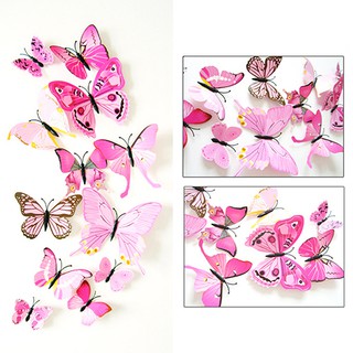 12 Pcs 3D Wall Stickers Butterfly Fridge Magnet Wedding Party DIY Room Decor
