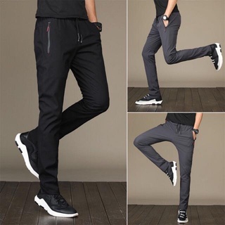 ❈☞☞Pants Korean Fashion Men’s jogger ice silk swaterproof three color with zipper pants for men