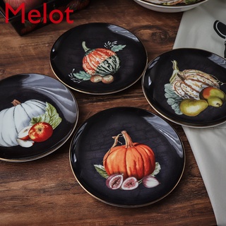 Hand Painted Pumpkin Series Personalized Ceramic Tableware Tray Western Style Steak Plate Soup Plate