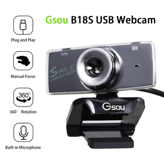 Gsou B18S Web Camera HD Manual Focus Web Camera Built-in Microphone Drive-free Computer Camera for PC Laptop