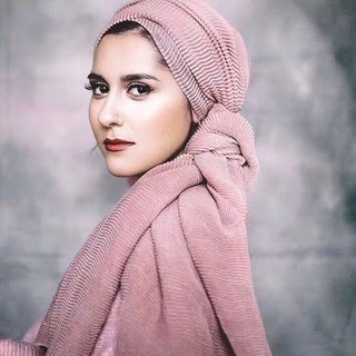 Muslim Cotton Crinkle Scarf Hijab Islamic Arab Headwear (1)