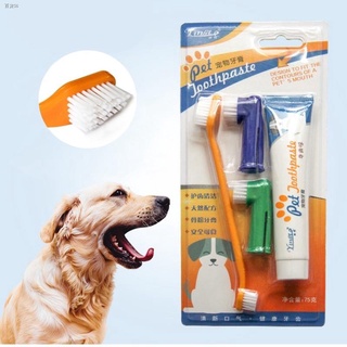 Popular pera☍PET & HOME Pet supplies cat dog toothbrush toothpaste set mouth cleaning care（Beef & V (1)
