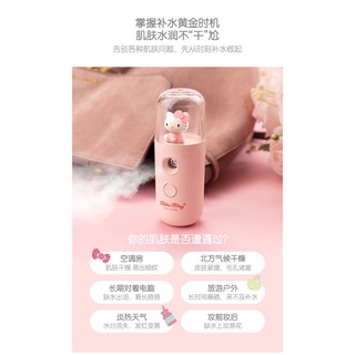 2020 Hello Kitty Fan Mini Facial Steamer Humidifier Nano Spray Water Meter Steam Face Sprayer USB Rechargeable (9)