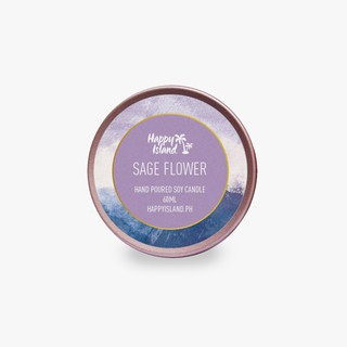 Happy Island Sage Flower Scented Soy Candle Tin 2oz