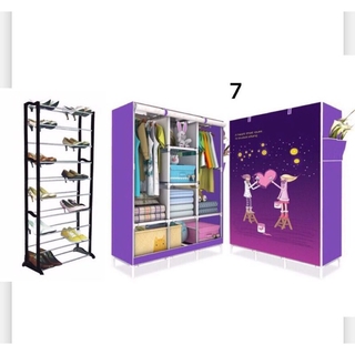 10 layer Amizing shoe rack w/3D wardrobe clothes cabinet