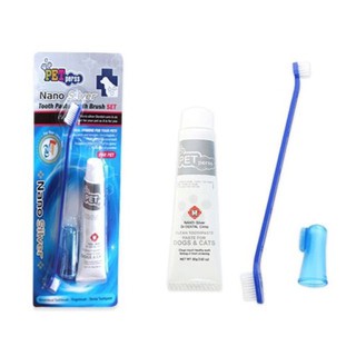 【Pretty Bubble Dog】 Pet Perss Dental Kit for Dogs and Cats (Tooth Brush, Tooth Paste, Finger Brush)