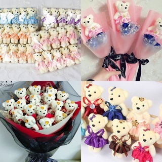 10PCS/SET Bear Bouquet Small Teddy Bear Couple Bear Gift Packaging Wedding Valentine's Day Gift Birthday Present