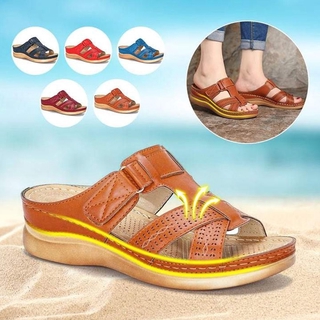 Women's Summer Open Toe Comfy Sandals Soft Premium Orthopedic Low Heels Walking Correction Vintage Anti-slip Breathable Sandals (1)