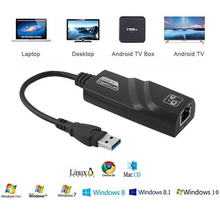 USB 3.0 to 10/100/1000 Mbps Gigabit RJ45 Ethernet LAN Network Adapter For PC Mac