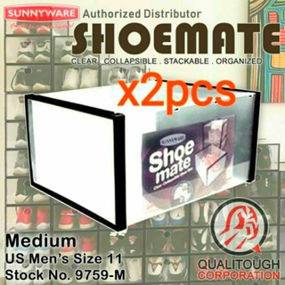2 pcs Sunnyware 9759-M ShoeMate Shoe box (Max. US size 11) storage box plastic box