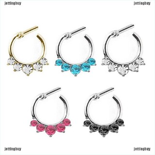 JYPH Fashion Women Crystal Septum Clicker Hanger Nose Ring Non Piercing Body Jewelry joie
