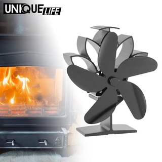 [Unique Life] Upgrade Heat Powered 5 Blade Stove Fan Fireplace Top Wood Burning Stove Fan