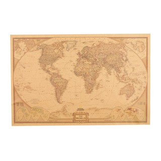 Vintage world map kraft paper poster