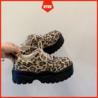 NYUK Leopard print shoes cute thick-soled casual height-increasing fashion