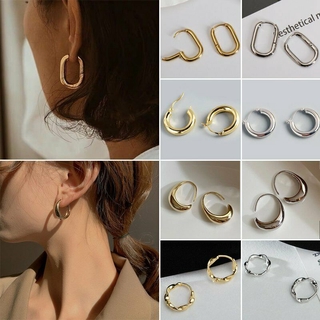 Fashion Silver/Gold Simple Earrings Hoop Stud Women Trendy Korean Jewelry Party Gifts
