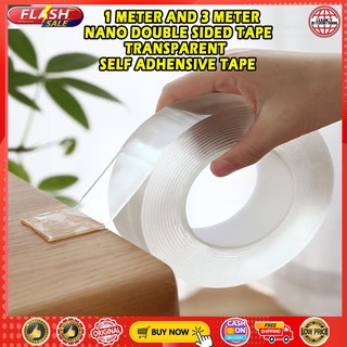 Trending 1 & 3 Meter Double Sided Nano Tape Transparent Self Adhesive Ultra Sticky Portable Gel Grip