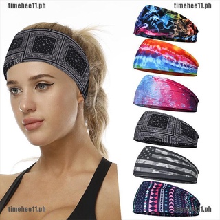 Ready Stock♧✆【TimeHee11】Wide Sport Sweat Sweatband Headband Yoga Gym Stretch Hair Band Prin