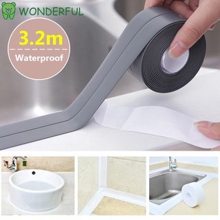 WONDERFUL 3.2m Waterproof Seal Tape Self Adhesive Wall Corner Sealing Strip Kitchen Bathroom Toilet PVC Sink Edge/Multicolor