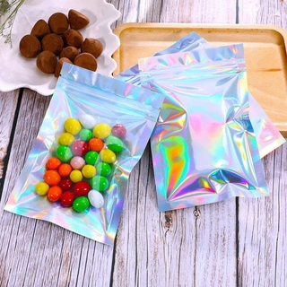 10 Pieces Pack / Multifunction Resealable Aluminum Foil Self Sealed Storage Bag / Ziplock Smell Proof Bags For Party Favor Food Storage / Holographic Laser Color Foil Pouch / Jewelry Accessories,Cosmetic,Gifts,DIY Packaging Bag (8)