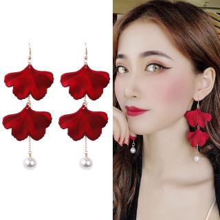 Sexy woman rose red big earring 2020 web celebrity new fashionable temperament temperament exaggerated long style pendant earring female