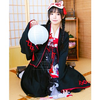 Women Japanese Retro Cosplay Samurai suit Kimono Midi Dress (6)