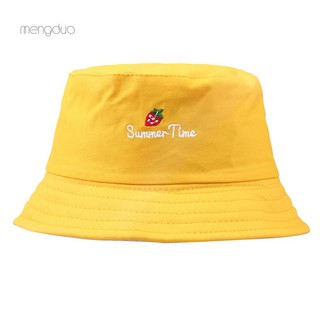MengDuo Strawberry Letter Embroidered Folding Fisherman Hat Outdoor Men Women Bucket Cap (2)