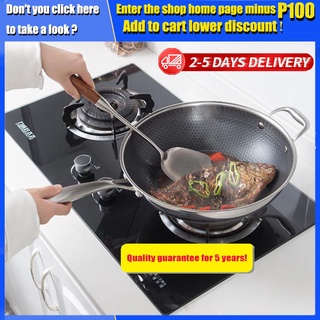 Stainless steel wok Frying pan, non-stick coating wok, with glass vertical lid, fast heating wok
