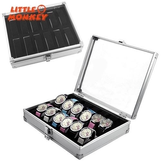 12 Slots Silver Tone Watch Box Storage Holder Windowed Case (4)
