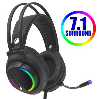 Gaming Headset Gamer 7.1 Surround Sound USB 3.5mm Wired RGB Light Game Headphones with Microphone for Tablet PC Xbox One 360