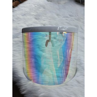 Rainbow White Oversized Exaggerated High Quality Full Acrylic Faceshield (1)