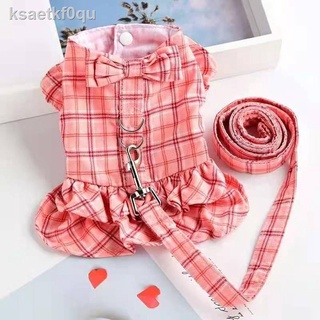 ☎Pet cat dog clothes summer thin small Pomeranian bichon Teddy princess vest skirt with leash