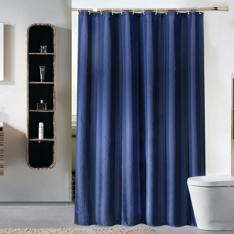 New Solid Color Waterproof Bathroom Shower Curtain Polyester Fabric Blue 2M Long