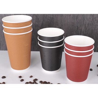 Corrugated Coffee Cup with LID (50pcs) - Double Wall heat resistant
