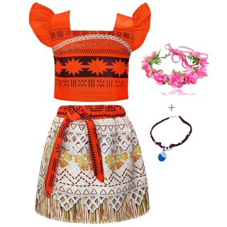 Girls Moana Costume Fancy Dress Kids Princess Outfit Children Birthday Party Cosplay Clothing Christ