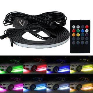 8 Color LED Strip Under Car Tube underglow Underbody System Neon Lights Kits