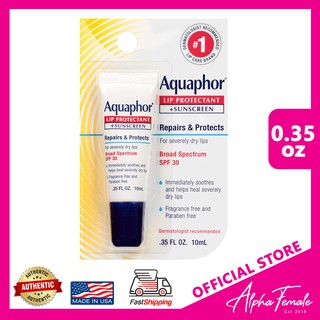 Aquaphor Lip Protectant + Sunscreen, Repairs & Protects for Chapped Lips, SPF 30 Fragrance Free 10ml