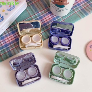 TWINKLE1 High Quality Contact Lens Container Sealed Lenses Box Mini Contact Lens Case Women Portable Cute|Color Tweezers Rectangle Storage Eye Care/Multicolor