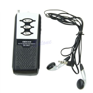 Portable Auto Scan Mini FM Radio Receiver Belt Clip With Flashlight Earphone New