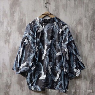 【spot goods】❏Men's Clothing Retro Loose qi fen xiu Shirt Men's Thin half sleeve Sun Protection Cloth