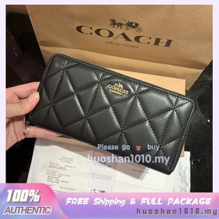 COACH 53637 Diamond pattern women wallet long wallet zip purses long purses