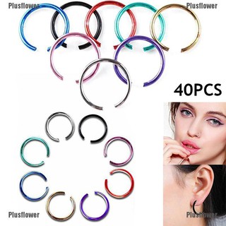 Plusflower 40PCS Nose Ring Septum Ring Hoop Cartilage Tragus Helix Small Piercing Jewelry