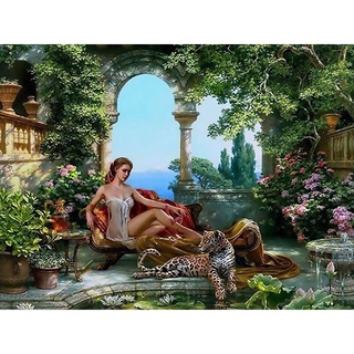 【sale】 Vanker-Home Decor Canvas Paint By Numbers Kit Oil Painting DIY Beauty Leopard